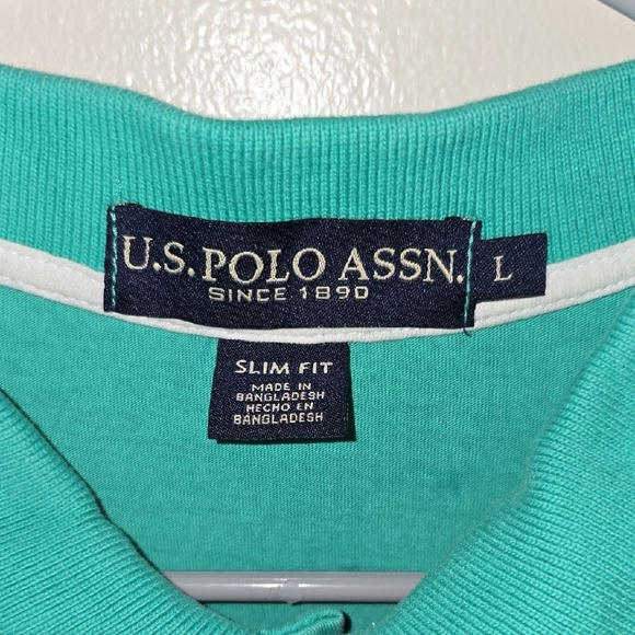 U.S. Polo Assn. Blue and Green Polo Shirt LOT L - Picture 2 of 7